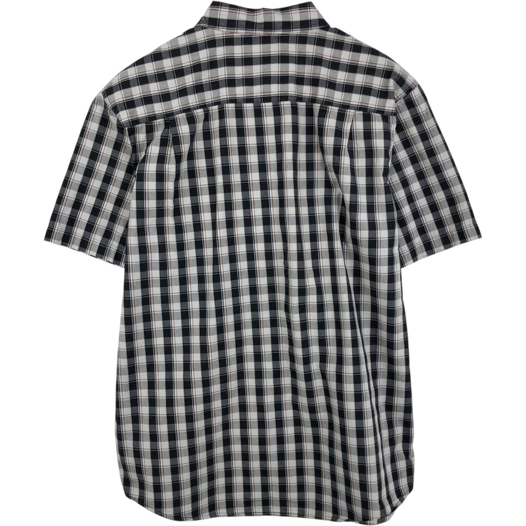 Carhartt RELAXED FIT Check Pattern Button-down Short Sleeve Work Shirt, Men's L size cotton black type Vintage Second Hand