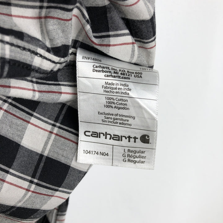 Carhartt RELAXED FIT Check Pattern Button-down Short Sleeve Work Shirt, Men's L size cotton black type Vintage Second Hand