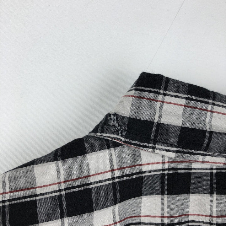 Carhartt RELAXED FIT Check Pattern Button-down Short Sleeve Work Shirt, Men's L size cotton black type Vintage Second Hand