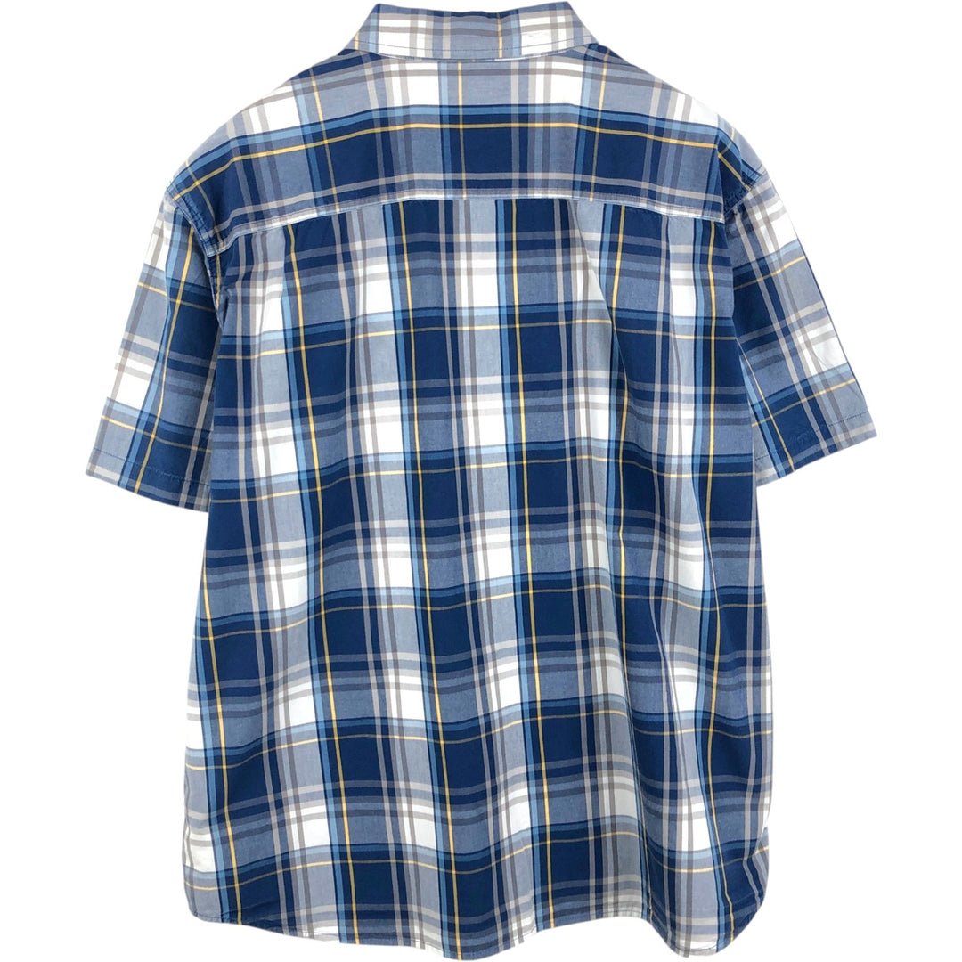 Carhartt RELAXED FIT Check Pattern Button-down Short Sleeve Work Shirt, Men's XXL cotton blue type Vintage Second Hand