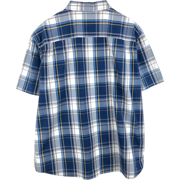 Carhartt RELAXED FIT Check Pattern Button-down Short Sleeve Work Shirt, Men's XXL cotton blue type Vintage Second Hand