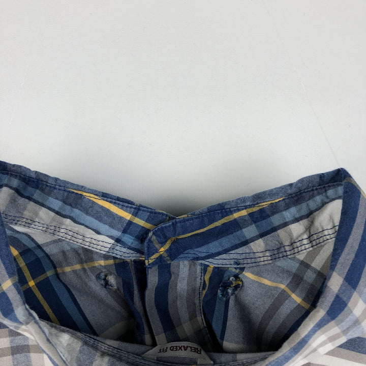 Carhartt RELAXED FIT Check Pattern Button-down Short Sleeve Work Shirt, Men's XXL cotton blue type Vintage Second Hand