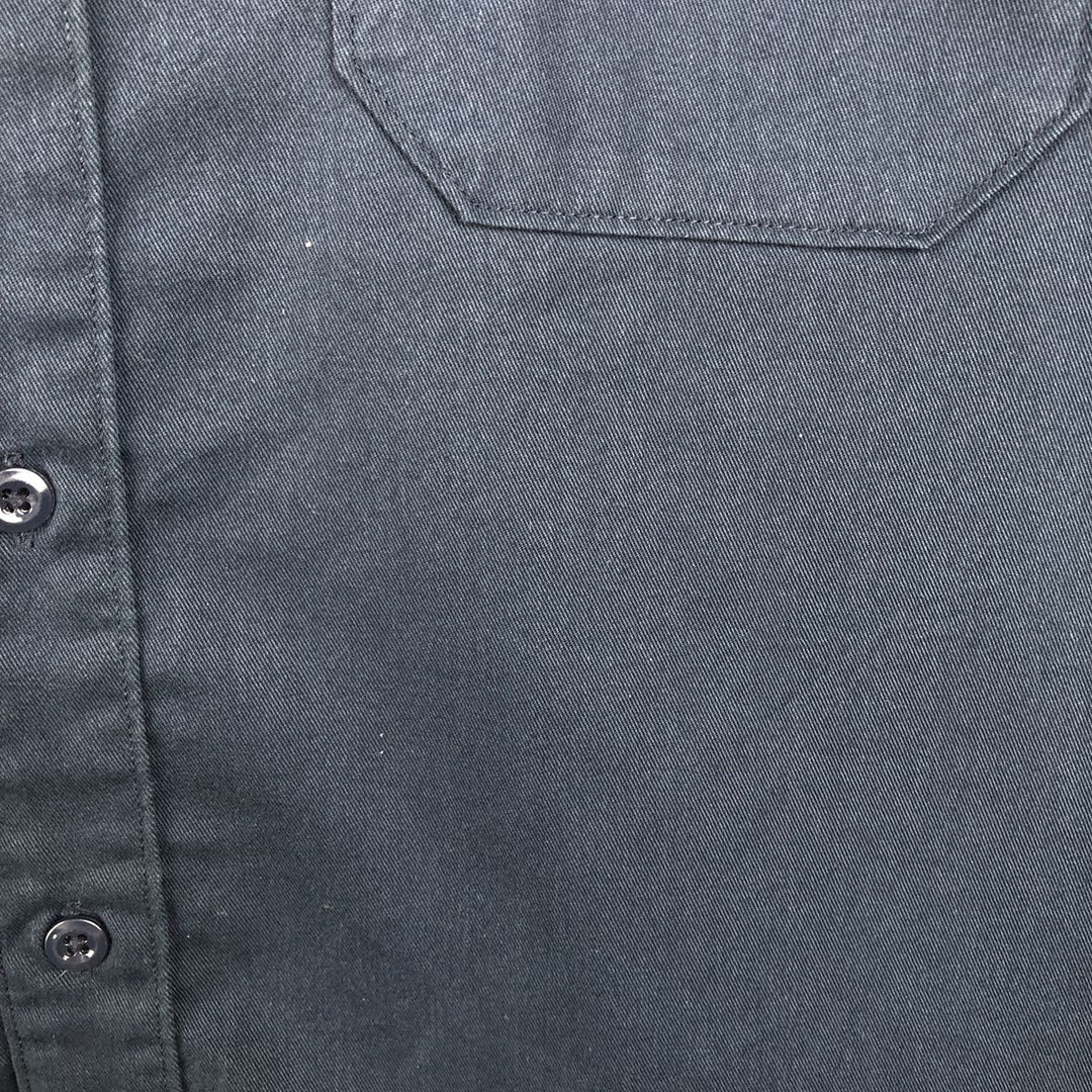 Carhartt back print short-sleeved work shirt, boxy style, men's size XL. polyester navy blue type Vintage Second Hand