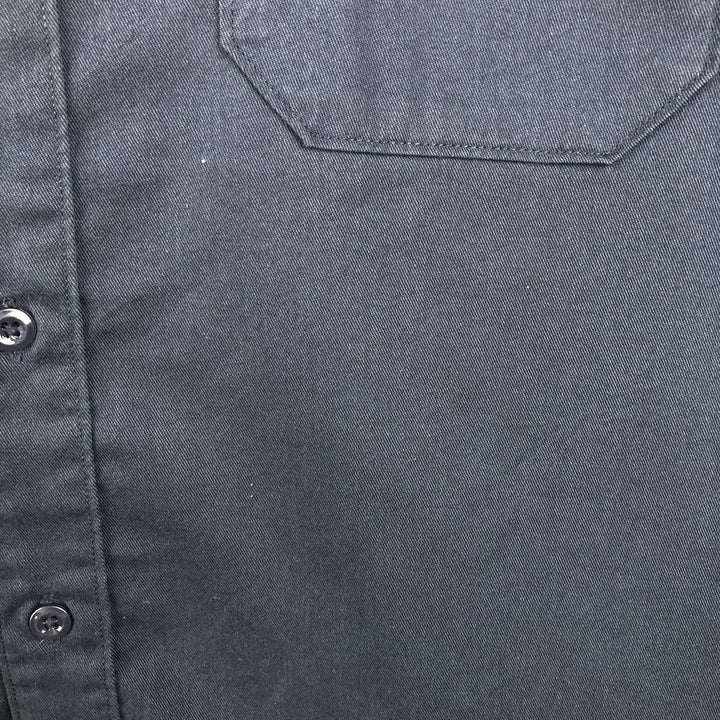 Carhartt back print short-sleeved work shirt, boxy style, men's size XL. polyester navy blue type Vintage Second Hand