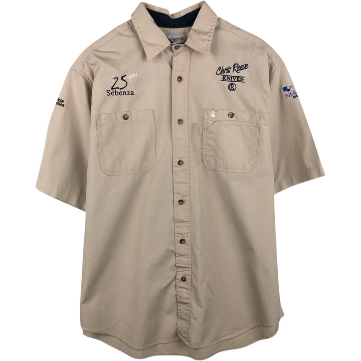 Carhartt short sleeve work shirt, men's XL size cotton Beige type Vintage Second Hand