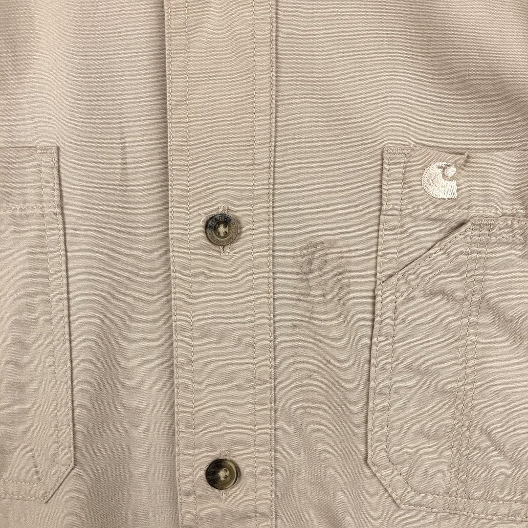 Carhartt short sleeve work shirt, men's XL size cotton Beige type Vintage Second Hand