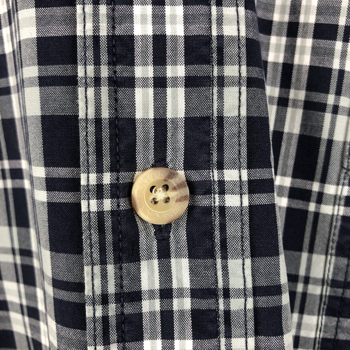 Carhartt Check Pattern Button-down Short Sleeve Work Shirt, Men's Size L cotton navy blue type Vintage Second Hand