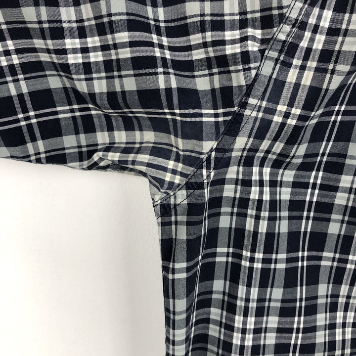 Carhartt Check Pattern Button-down Short Sleeve Work Shirt, Men's Size L cotton navy blue type Vintage Second Hand
