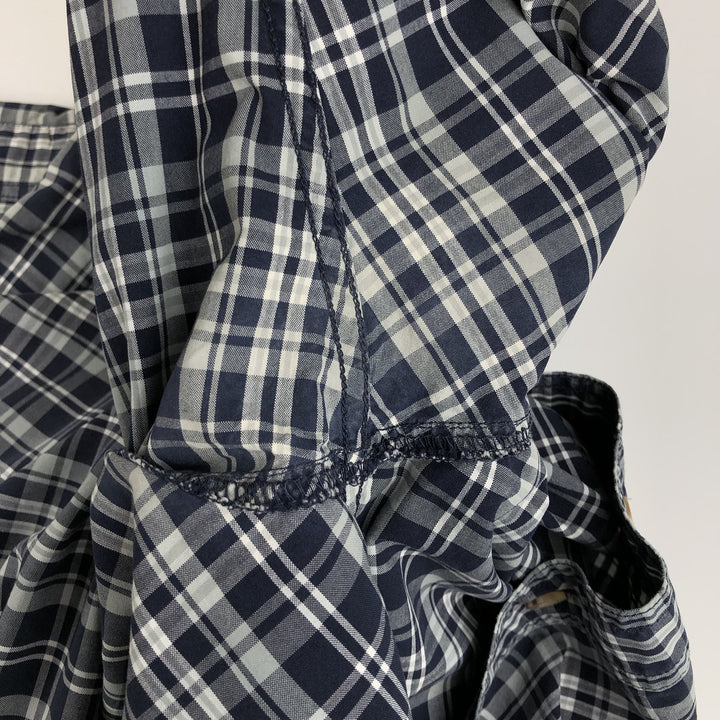 Carhartt Check Pattern Button-down Short Sleeve Work Shirt, Men's Size L cotton navy blue type Vintage Second Hand