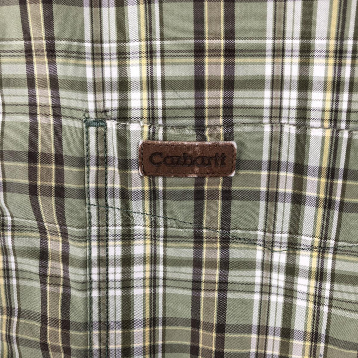 Carhartt Check Pattern Box Shirt Short Sleeve Work Shirt Men's Size L cotton Khaki type Vintage Second Hand