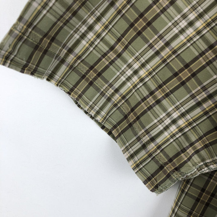 Carhartt Check Pattern Box Shirt Short Sleeve Work Shirt Men's Size L cotton Khaki type Vintage Second Hand
