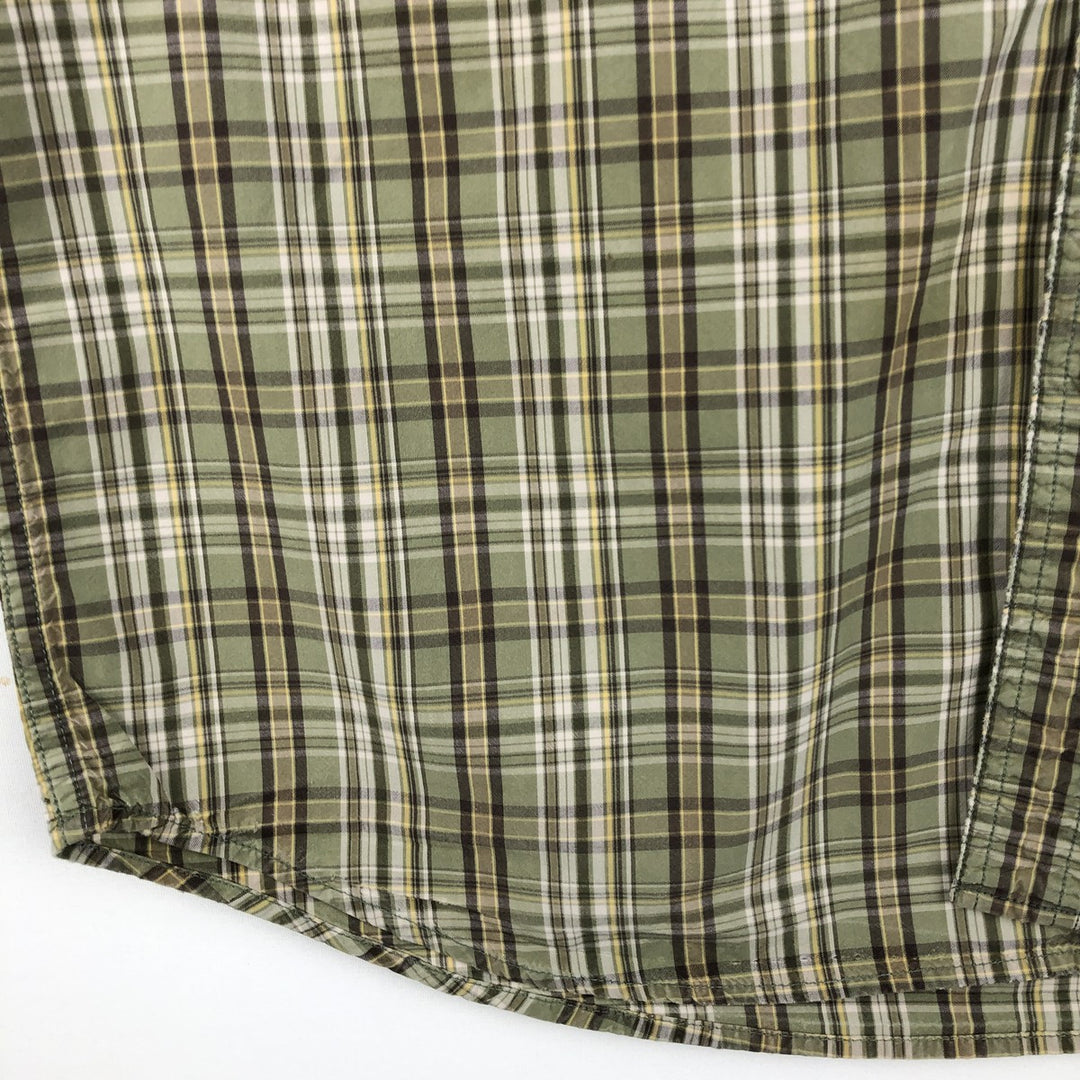 Carhartt Check Pattern Box Shirt Short Sleeve Work Shirt Men's Size L cotton Khaki type Vintage Second Hand