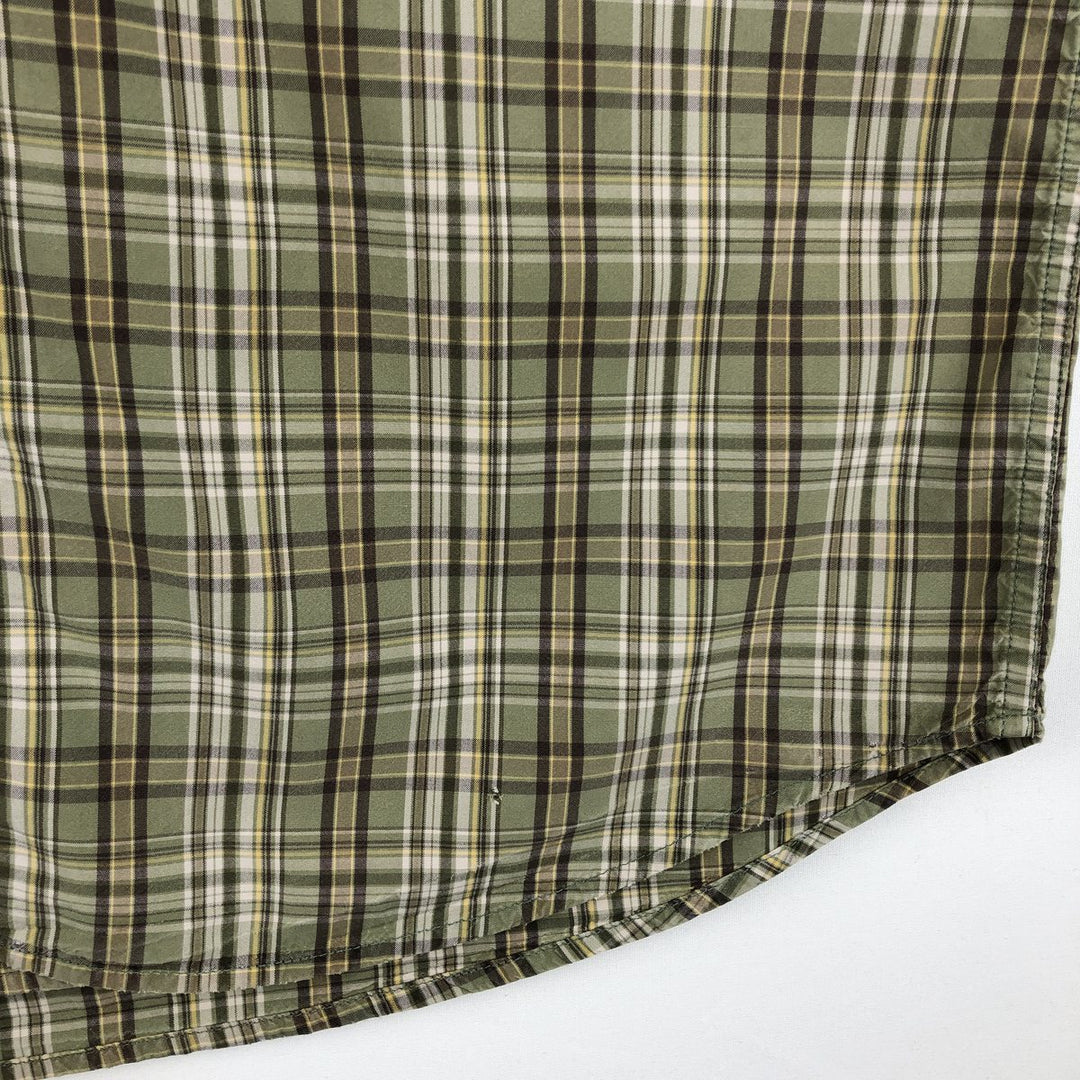 Carhartt Check Pattern Box Shirt Short Sleeve Work Shirt Men's Size L cotton Khaki type Vintage Second Hand