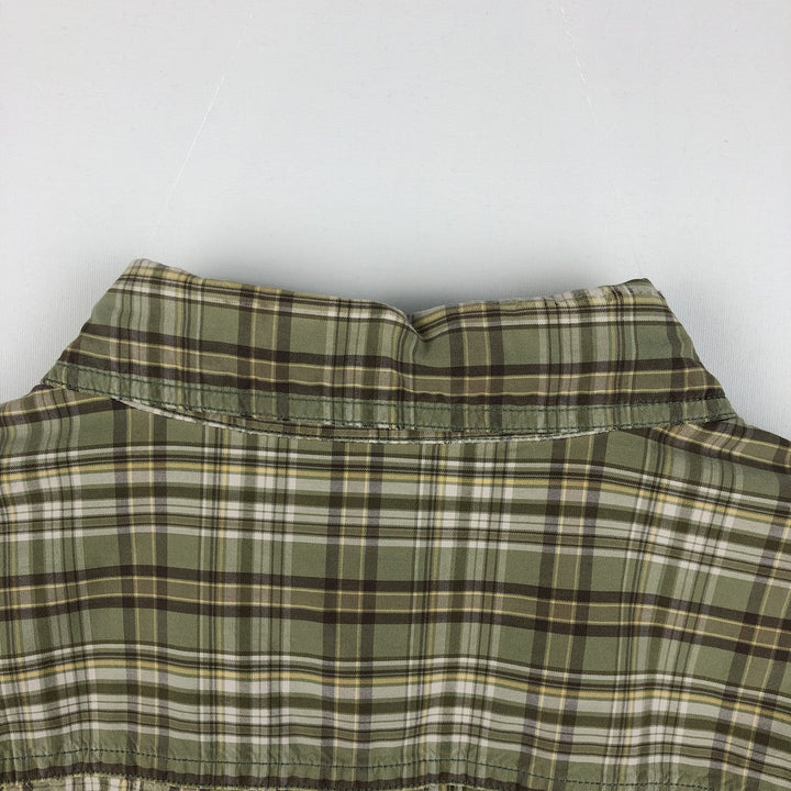 Carhartt Check Pattern Box Shirt Short Sleeve Work Shirt Men's Size L cotton Khaki type Vintage Second Hand