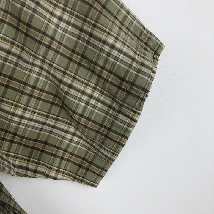 Carhartt Check Pattern Box Shirt Short Sleeve Work Shirt Men's Size L cotton Khaki type Vintage Second Hand