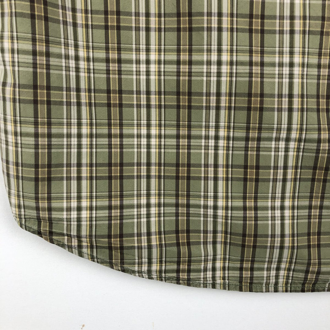 Carhartt Check Pattern Box Shirt Short Sleeve Work Shirt Men's Size L cotton Khaki type Vintage Second Hand