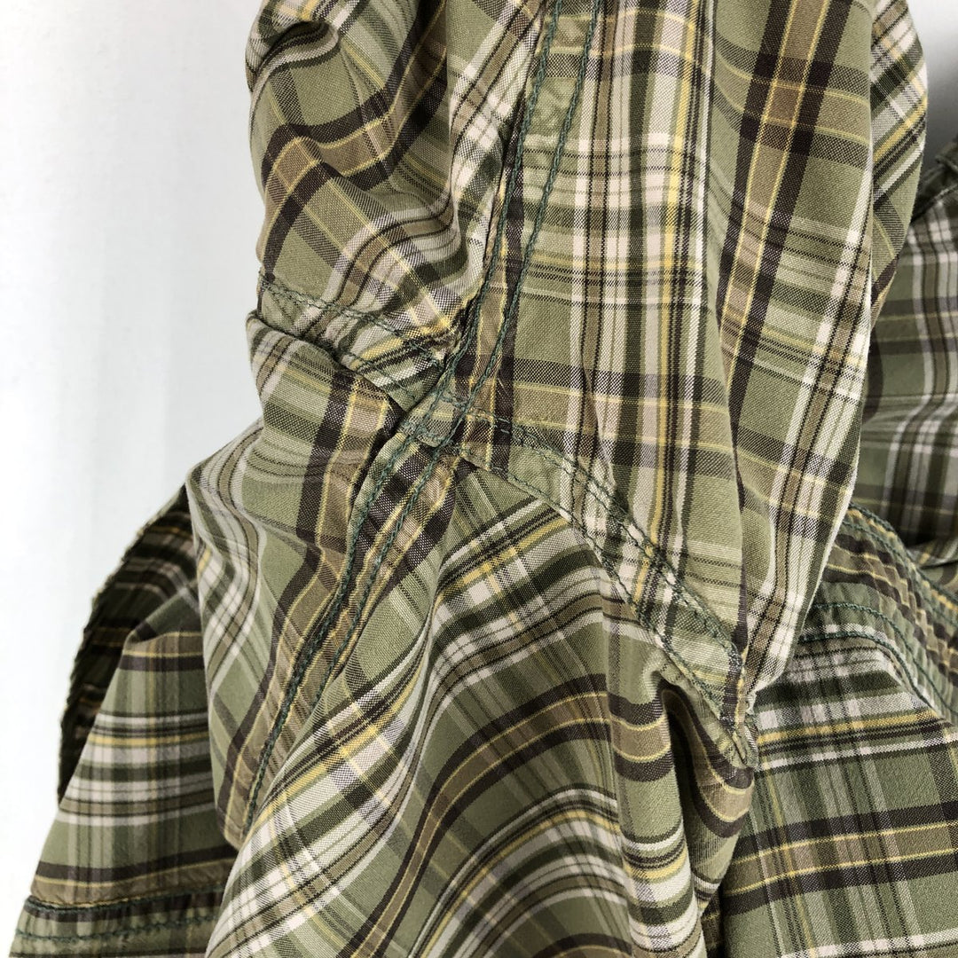 Carhartt Check Pattern Box Shirt Short Sleeve Work Shirt Men's Size L cotton Khaki type Vintage Second Hand