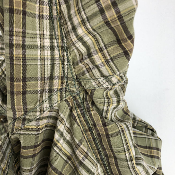 Carhartt Check Pattern Box Shirt Short Sleeve Work Shirt Men's Size L cotton Khaki type Vintage Second Hand