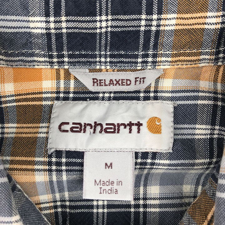 Carhartt Relaxed Fit Check Pattern Short Sleeve Work Shirt, Men's Medium cotton navy blue type Vintage Second Hand