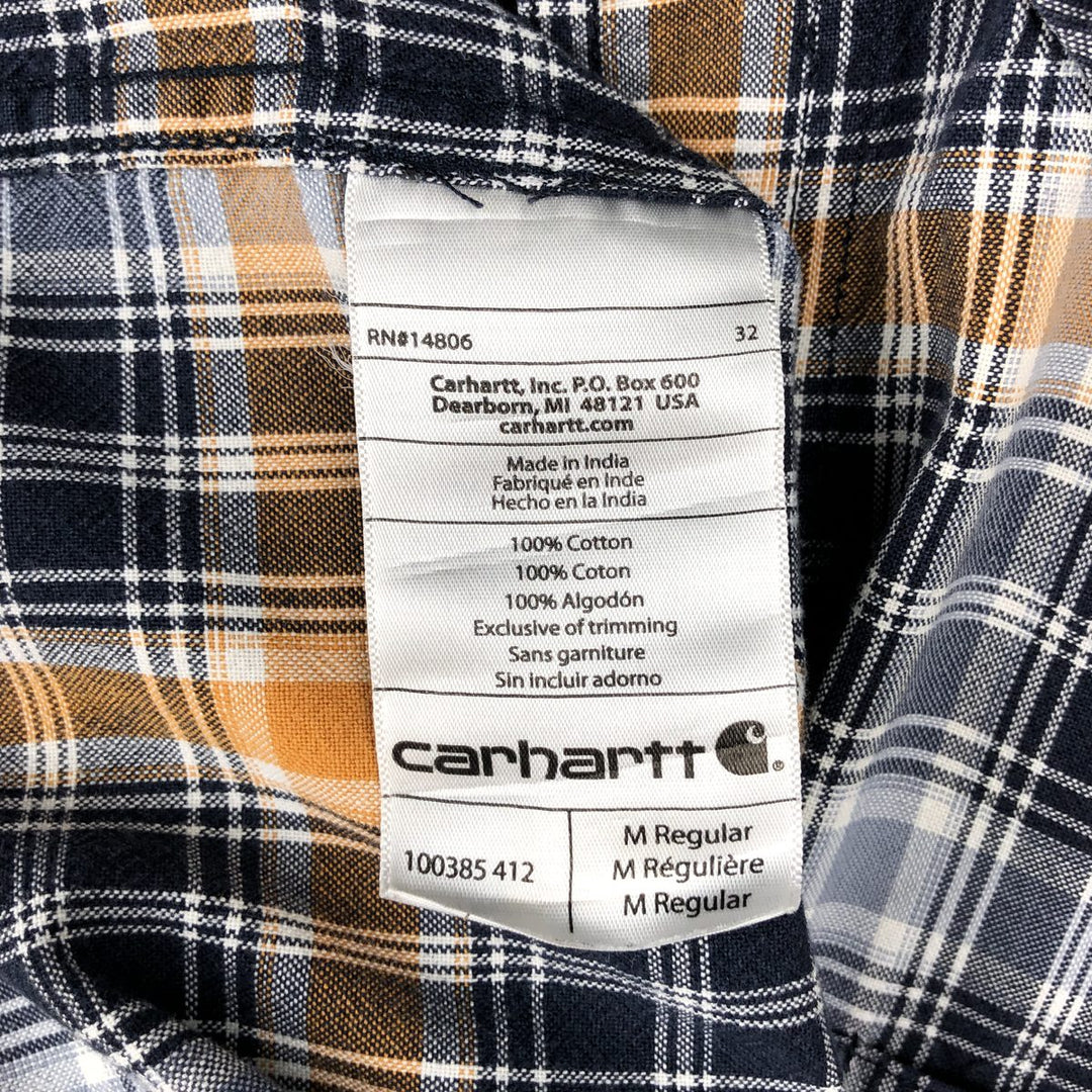Carhartt Relaxed Fit Check Pattern Short Sleeve Work Shirt, Men's Medium cotton navy blue type Vintage Second Hand