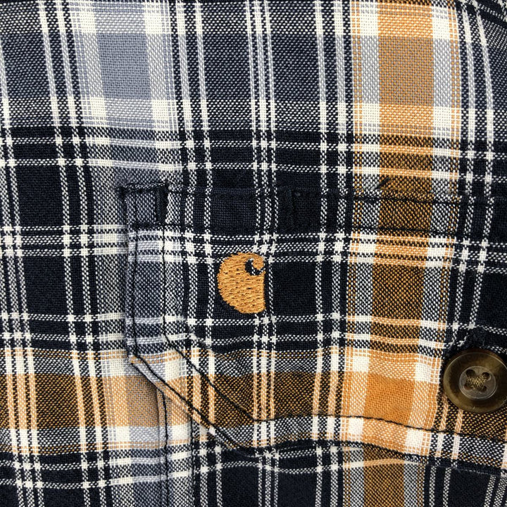 Carhartt Relaxed Fit Check Pattern Short Sleeve Work Shirt, Men's Medium cotton navy blue type Vintage Second Hand