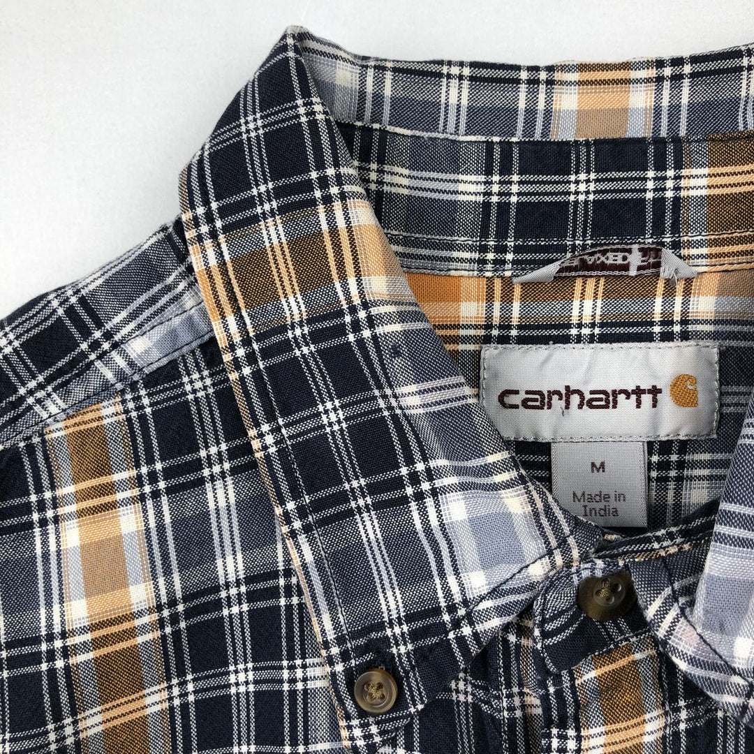 Carhartt Relaxed Fit Check Pattern Short Sleeve Work Shirt, Men's Medium cotton navy blue type Vintage Second Hand