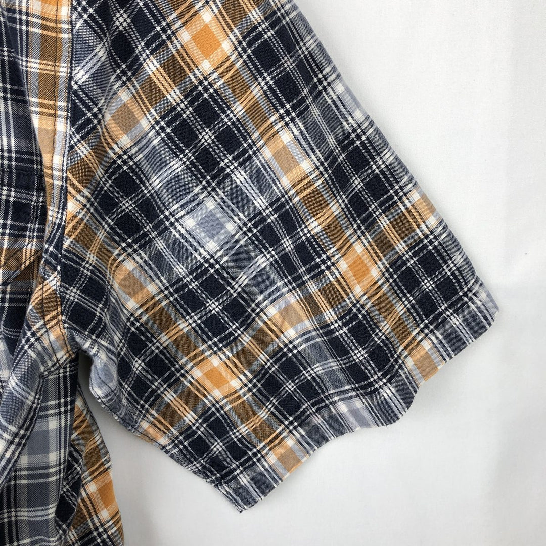 Carhartt Relaxed Fit Check Pattern Short Sleeve Work Shirt, Men's Medium cotton navy blue type Vintage Second Hand
