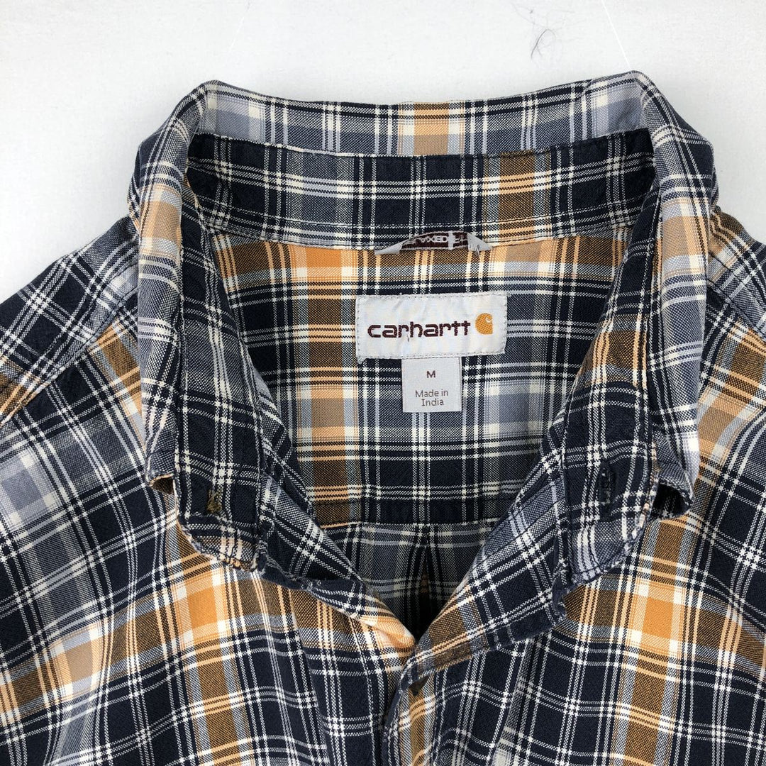 Carhartt Relaxed Fit Check Pattern Short Sleeve Work Shirt, Men's Medium cotton navy blue type Vintage Second Hand