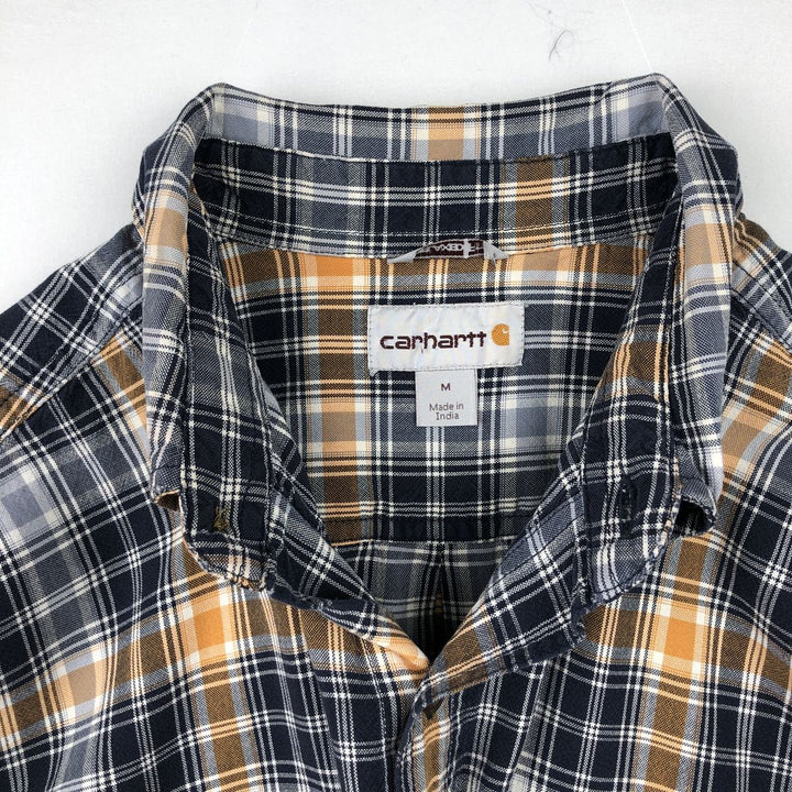 Carhartt Relaxed Fit Check Pattern Short Sleeve Work Shirt, Men's Medium cotton navy blue type Vintage Second Hand