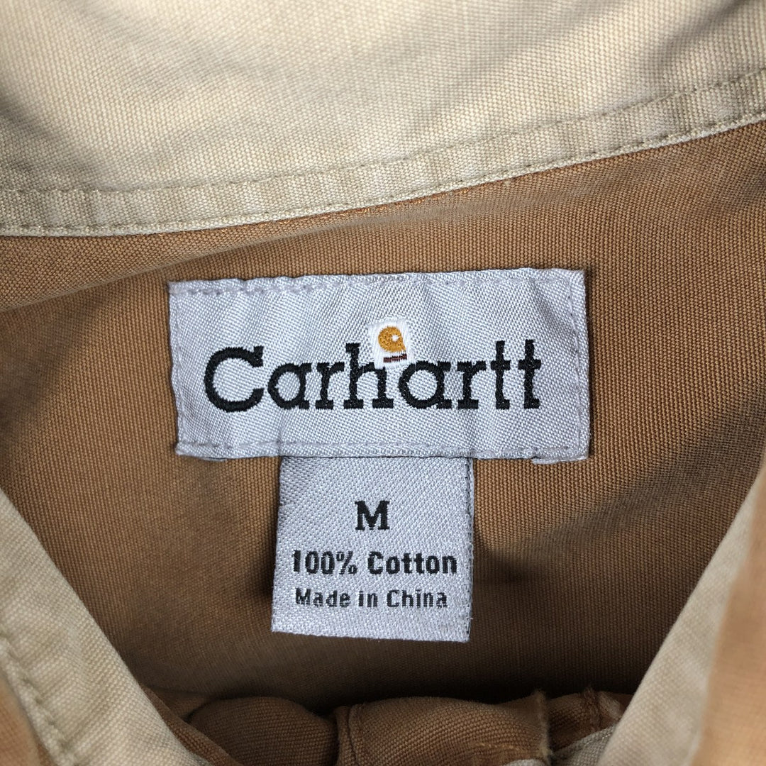 Carhartt short sleeve work shirt, men's size M cotton brown type Vintage Second Hand