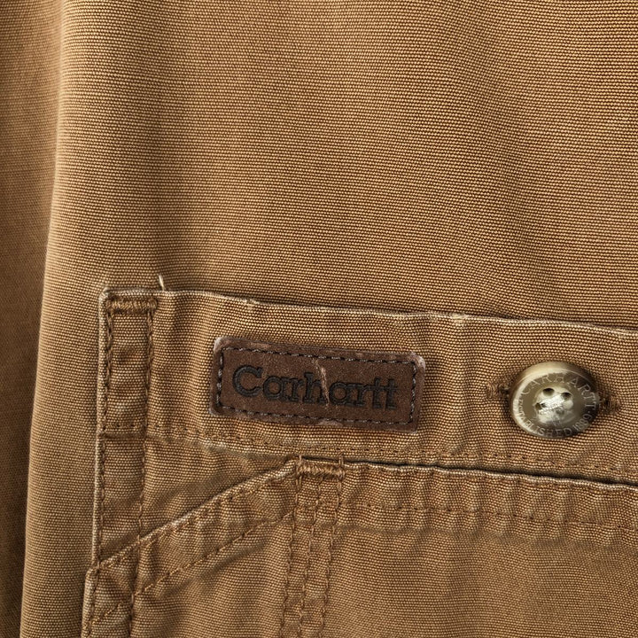 Carhartt short sleeve work shirt, men's size M cotton brown type Vintage Second Hand