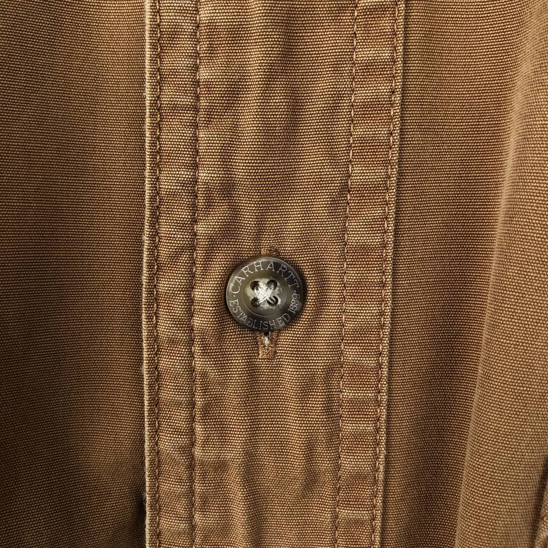Carhartt short sleeve work shirt, men's size M cotton brown type Vintage Second Hand