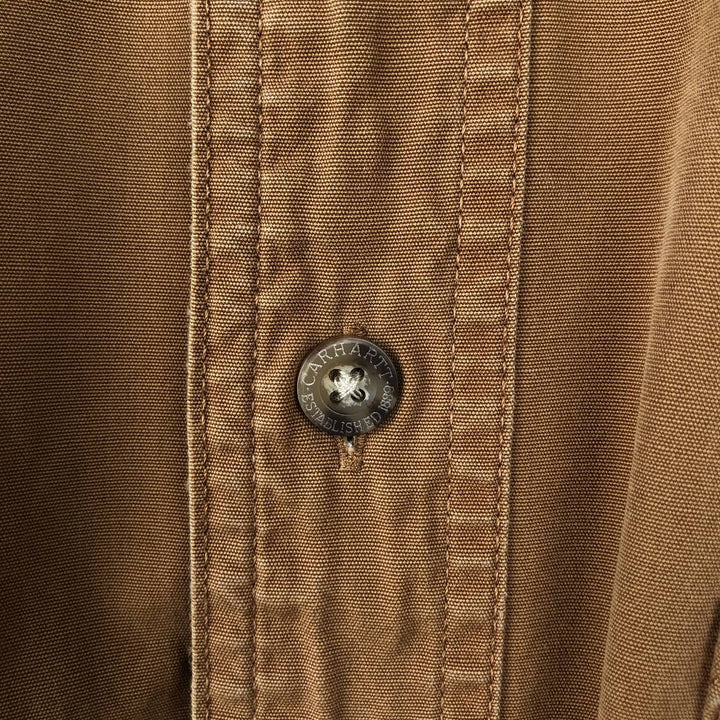 Carhartt short sleeve work shirt, men's size M cotton brown type Vintage Second Hand