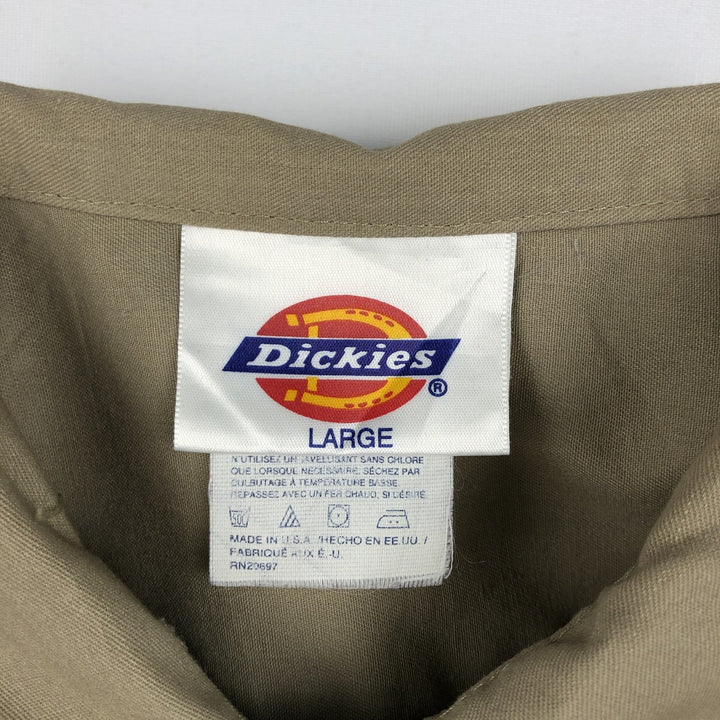 Dickies Short Sleeve Work Shirt Box Shirt Made in USA Men's L size polyester Beige type Vintage Second Hand