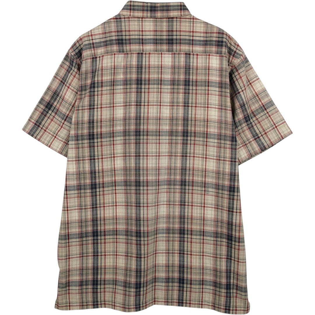 Dickies Check Pattern Short Sleeve Work Shirt Box Shirt Men's M Size cotton Beige type Vintage Second Hand