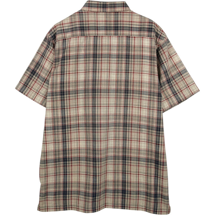 Dickies Check Pattern Short Sleeve Work Shirt Box Shirt Men's M Size cotton Beige type Vintage Second Hand