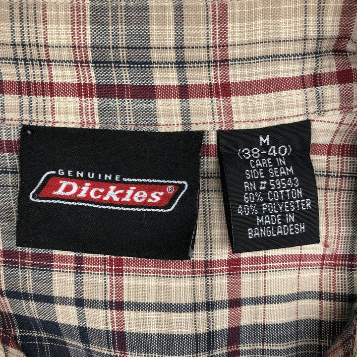 Dickies Check Pattern Short Sleeve Work Shirt Box Shirt Men's M Size cotton Beige type Vintage Second Hand