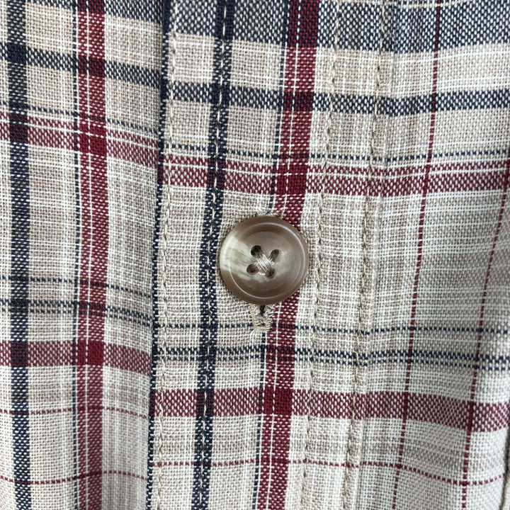Dickies Check Pattern Short Sleeve Work Shirt Box Shirt Men's M Size cotton Beige type Vintage Second Hand