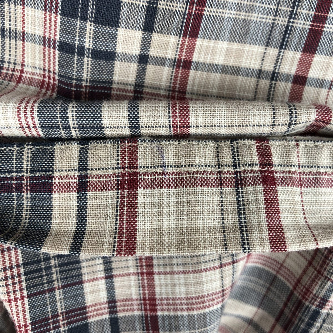 Dickies Check Pattern Short Sleeve Work Shirt Box Shirt Men's M Size cotton Beige type Vintage Second Hand