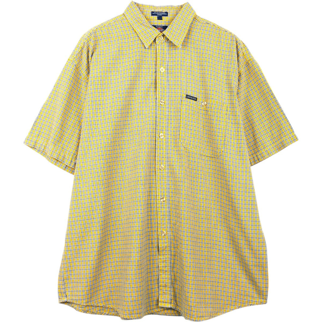 Dickies Check Pattern Short Sleeve Work Shirt Men's XL cotton yellow type Vintage Second Hand