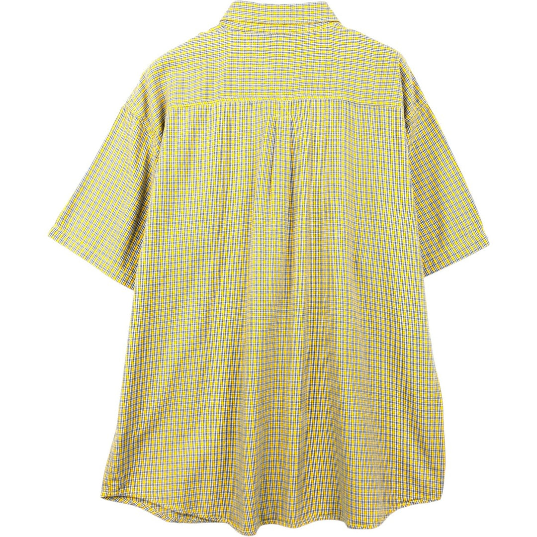 Dickies Check Pattern Short Sleeve Work Shirt Men's XL cotton yellow type Vintage Second Hand