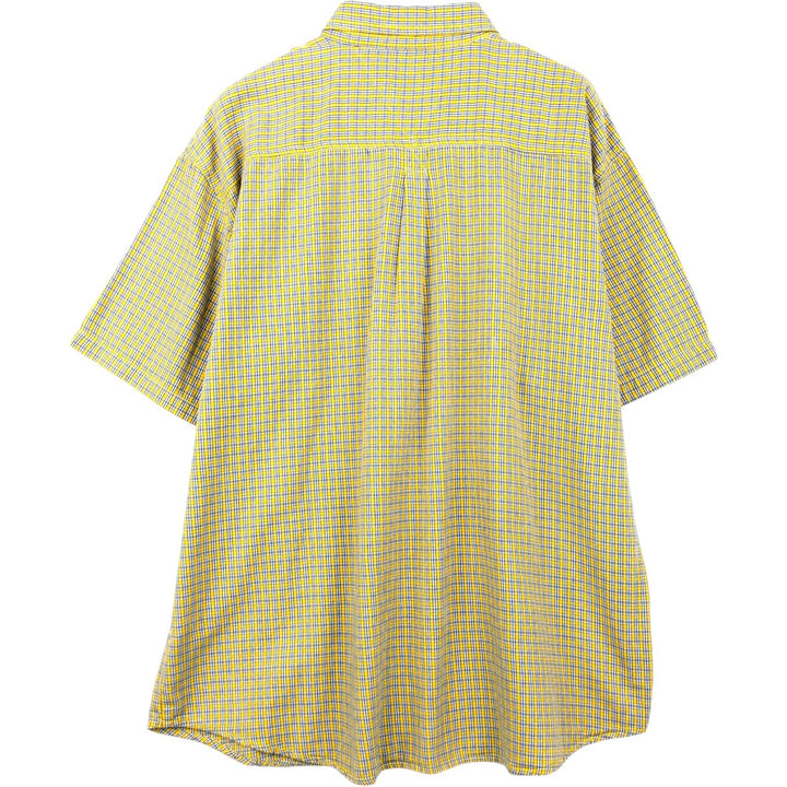 Dickies Check Pattern Short Sleeve Work Shirt Men's XL cotton yellow type Vintage Second Hand
