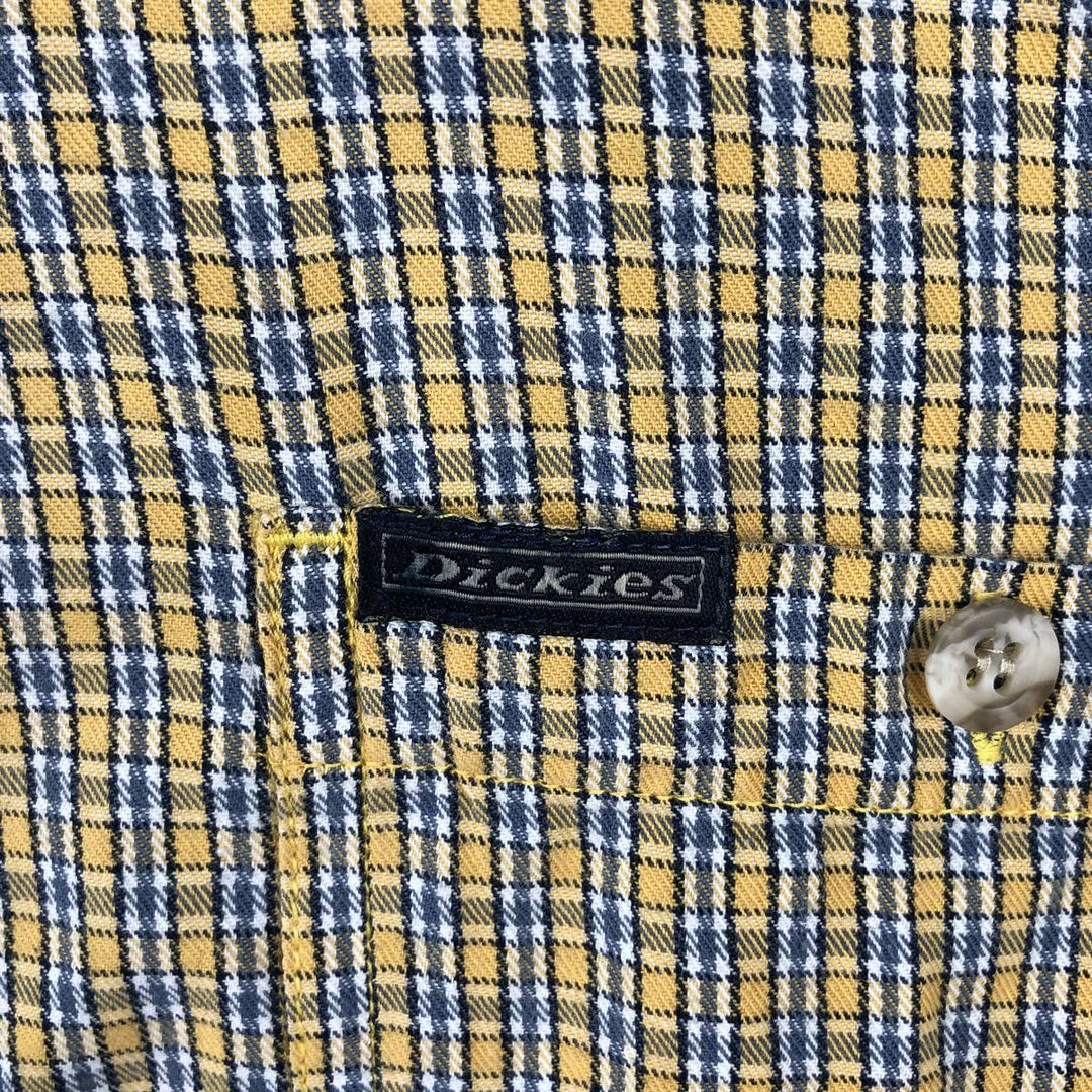 Dickies Check Pattern Short Sleeve Work Shirt Men's XL cotton yellow type Vintage Second Hand