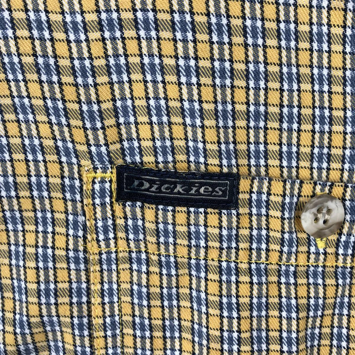 Dickies Check Pattern Short Sleeve Work Shirt Men's XL cotton yellow type Vintage Second Hand