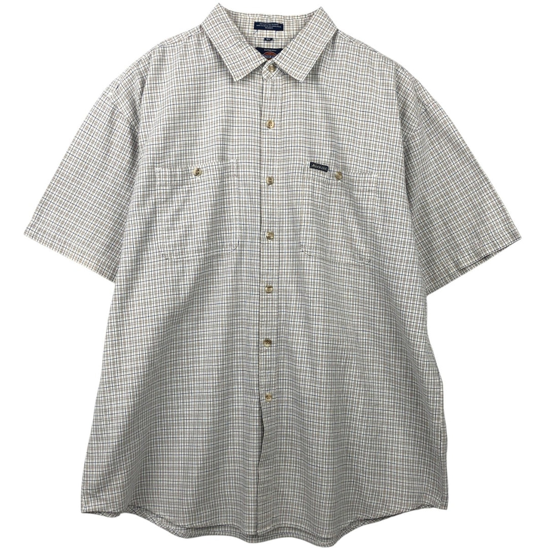 Dickies Check Pattern Short Sleeve Work Shirt Men's XL cotton gray type Vintage Second Hand