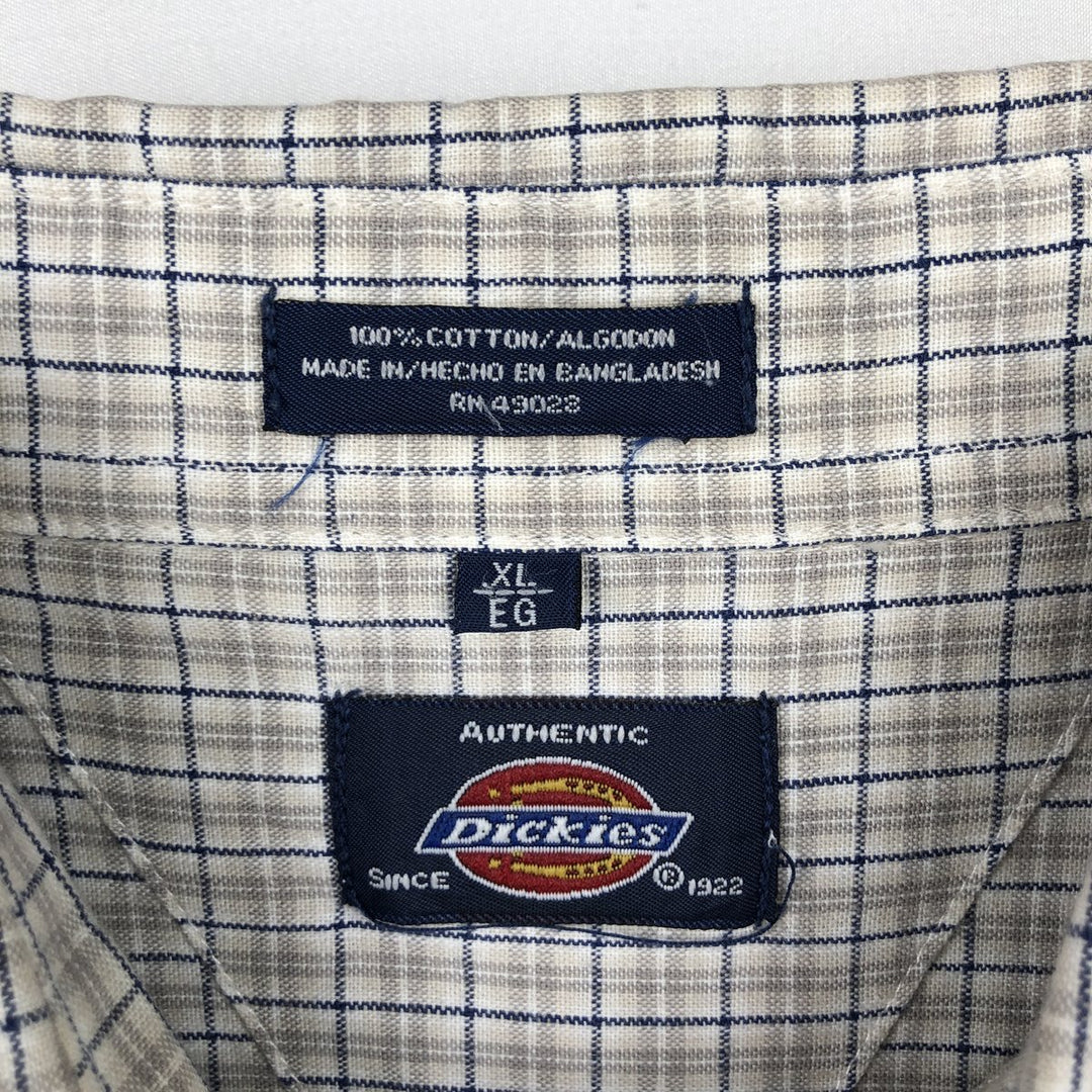 Dickies Check Pattern Short Sleeve Work Shirt Men's XL cotton gray type Vintage Second Hand
