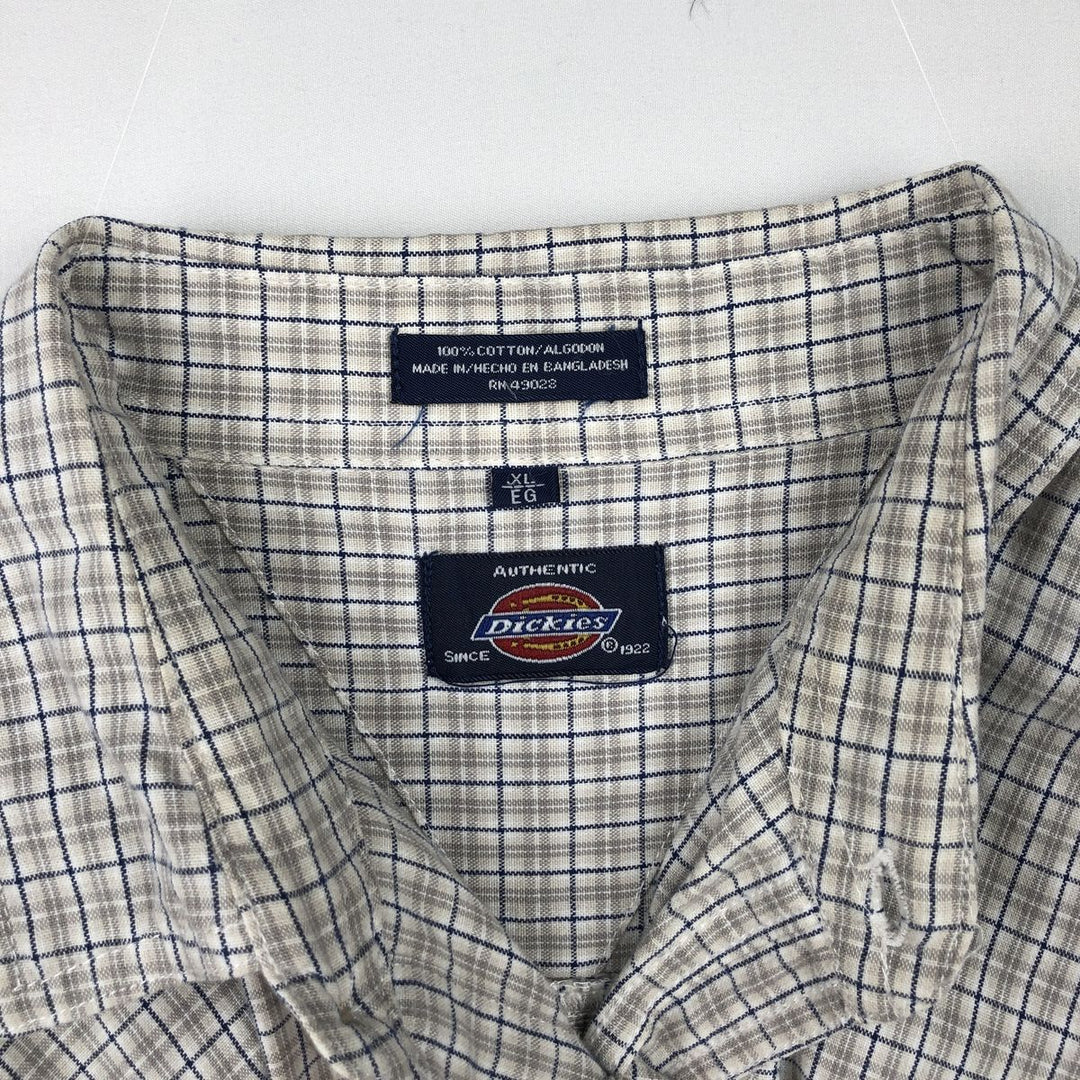 Dickies Check Pattern Short Sleeve Work Shirt Men's XL cotton gray type Vintage Second Hand