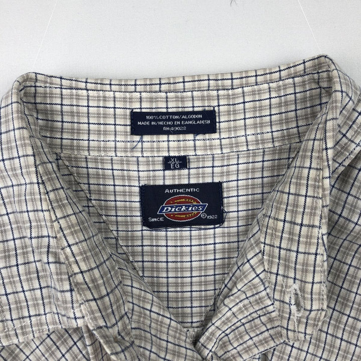 Dickies Check Pattern Short Sleeve Work Shirt Men's XL cotton gray type Vintage Second Hand