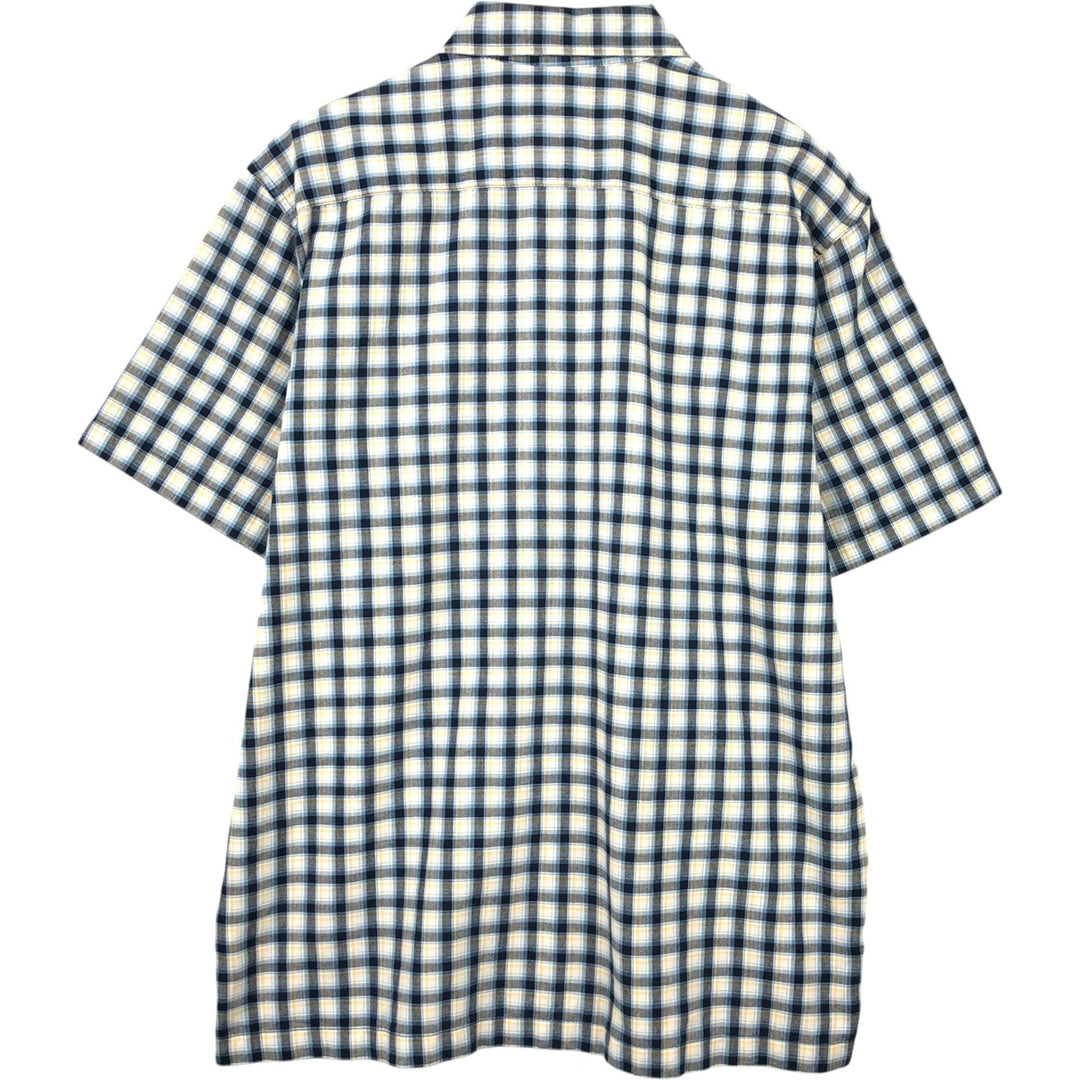 Dickies Check Pattern Short Sleeve Work Shirt Box Shirt Men's M Size cotton navy blue type Vintage Second Hand