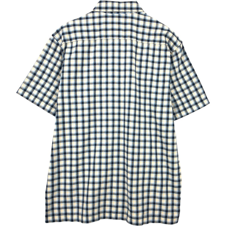 Dickies Check Pattern Short Sleeve Work Shirt Box Shirt Men's M Size cotton navy blue type Vintage Second Hand